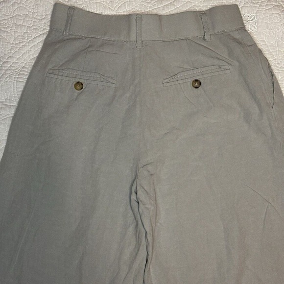 Zara High Waist Pleated Wide Leg Cotton Linen Gray Trouser Pants Preppy Corpcore - Picture 5 of 13